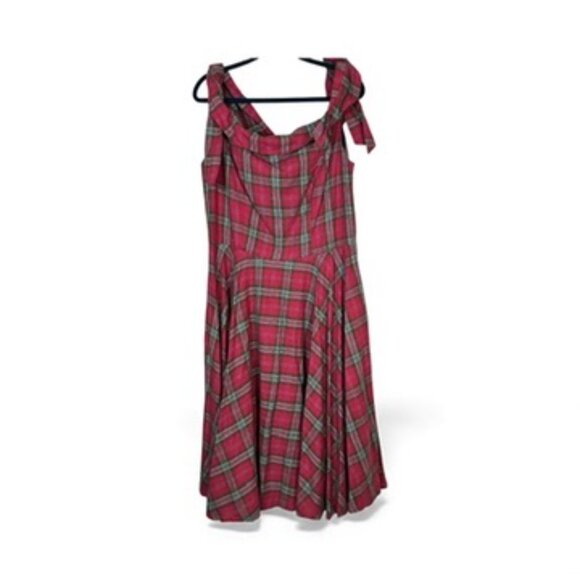 Magnolia Place Red Skater Dress Sleeveless Plaid 2XL (SEE MEASUREMENTS) - Picture 1 of 9